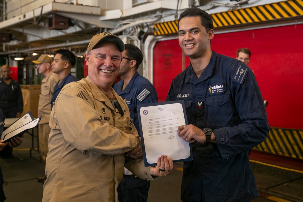 Frocking Ceremony Aboard USS Tripoli