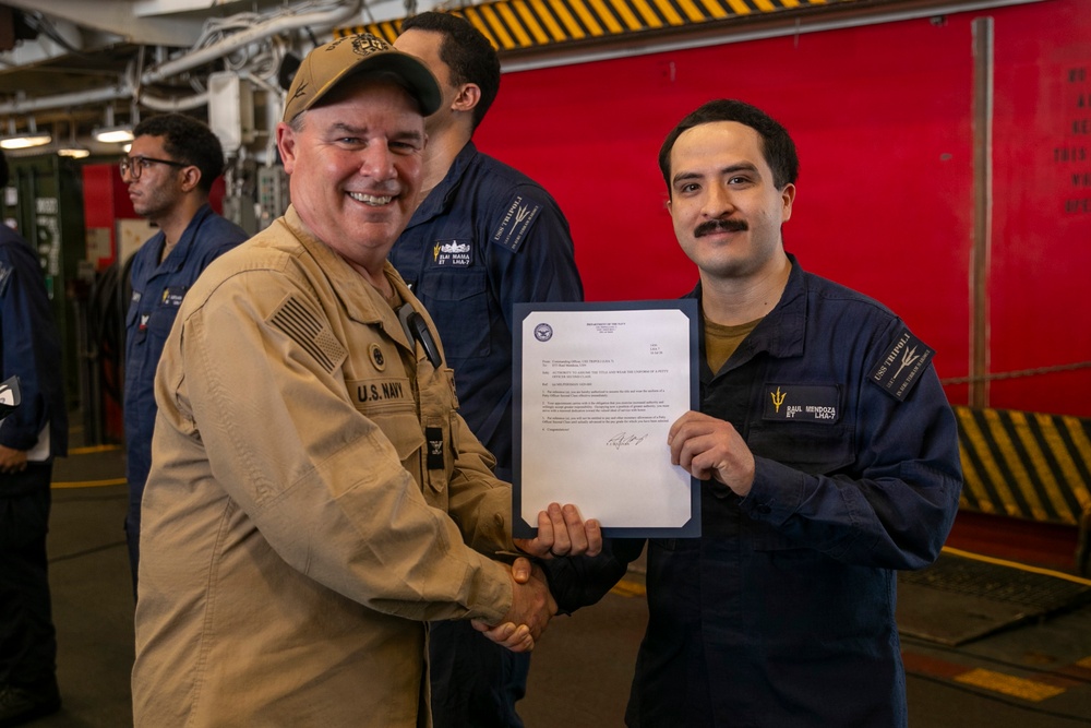 Frocking Ceremony Aboard USS Tripoli