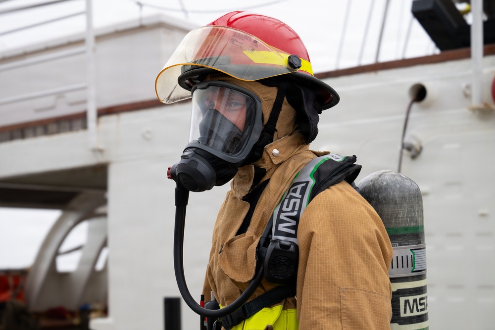 USCGC Eagle crew conducts firefighting training