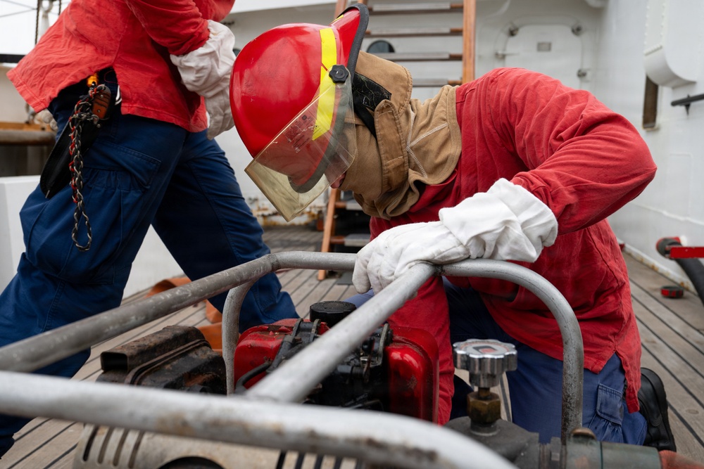 USCGC Eagle crew conducts firefighting training