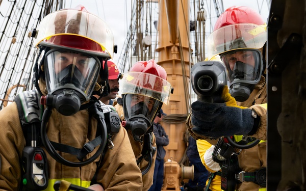 USCGC Eagle crew conducts firefighting training