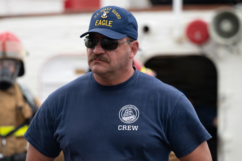 USCGC Eagle crew conducts firefighting training