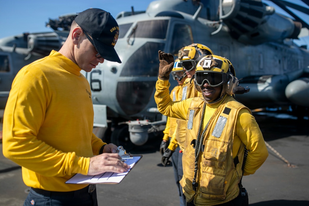 USS Tripoli Conducts Aviation Training Team Drill