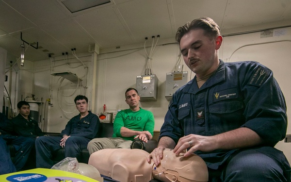 USS Tripoli Sailors Conduct CPR Training