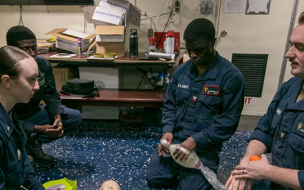 USS Tripoli Sailors Conduct CPR Training