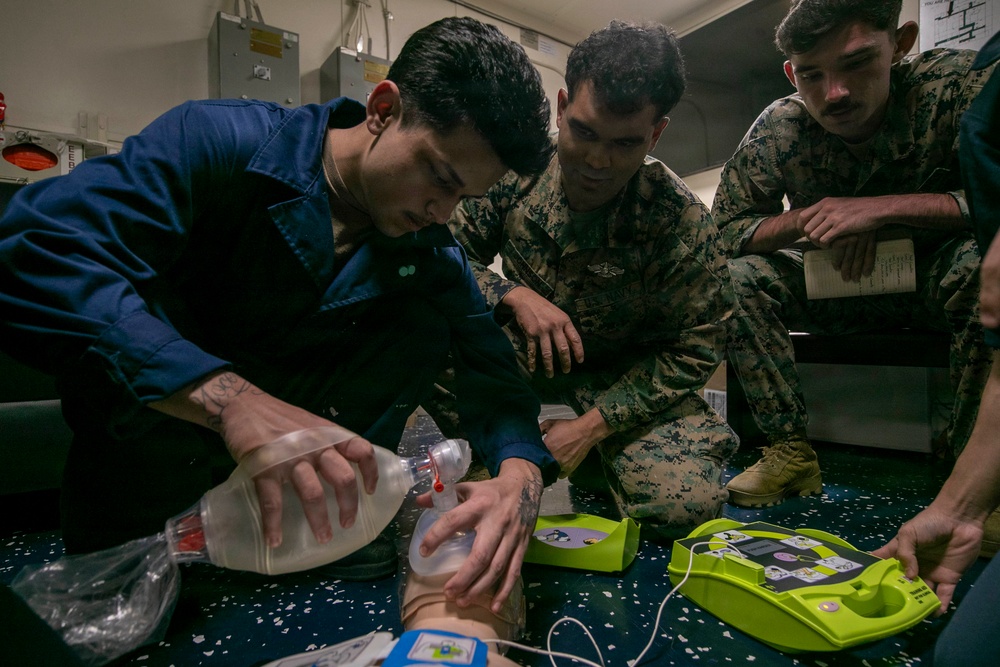 USS Tripoli Sailors Conduct CPR Training
