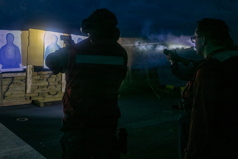 USS Tripoli Conducts Early Morning Gun Shoot