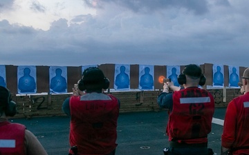 USS Tripoli Conducts Early Morning Gun Shoot