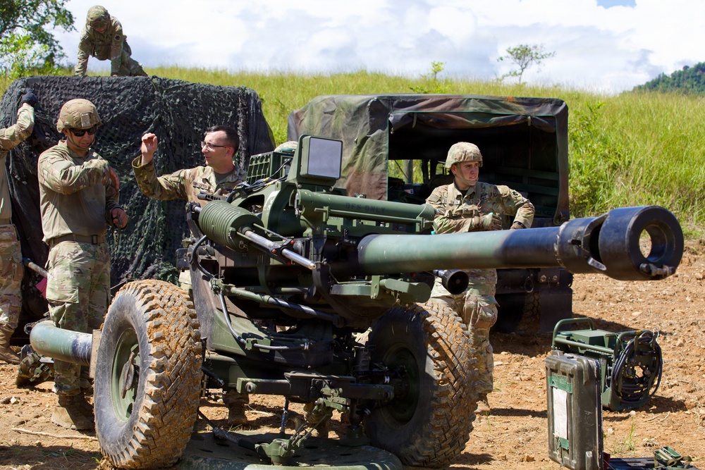 U.S. Army soldiers conduct artillery operations with M777 howitzer during field training exercise