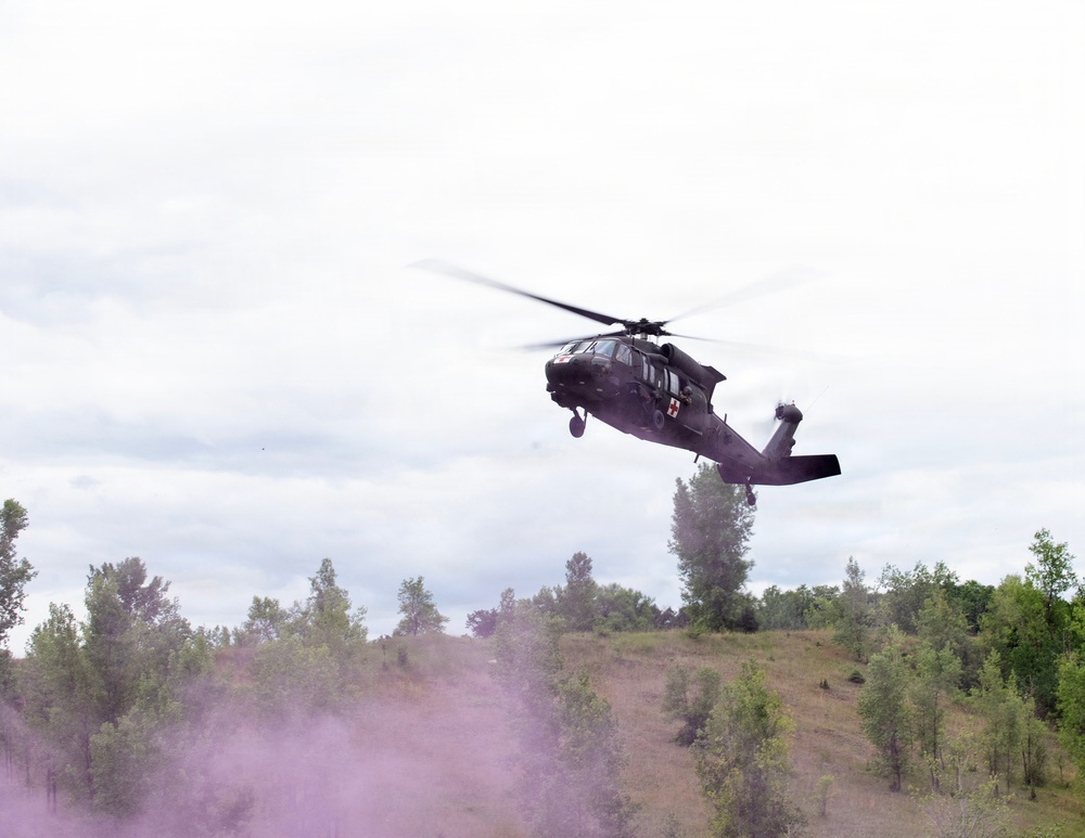 Security Forces Conduct Medevac Training with Army Aviation