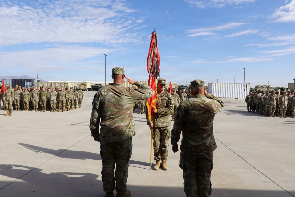 A tradition honored: 4-27 Field Artillery salutes colors after border mission
