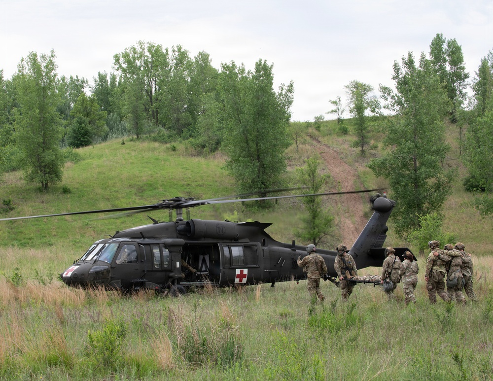 Security Forces Conduct Medevac Training with Army Aviation
