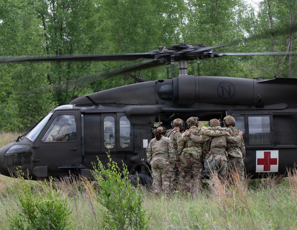 Security Forces Conduct Medevac Training with Army Aviation
