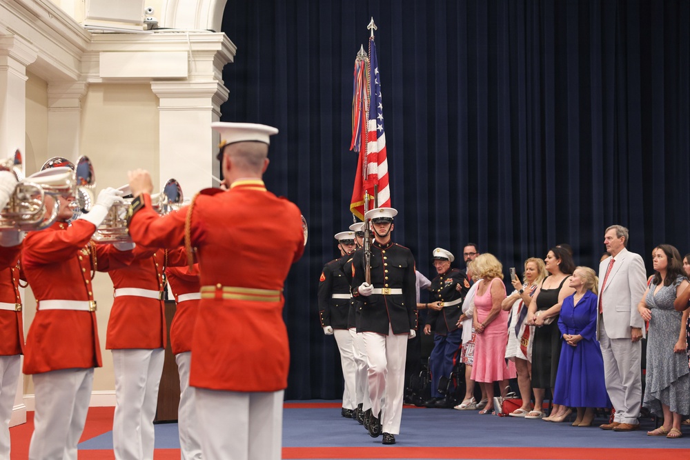 Lt. Gen. Matos hosts U.S. Rep Steve Womack at an indoor Evening Parade
