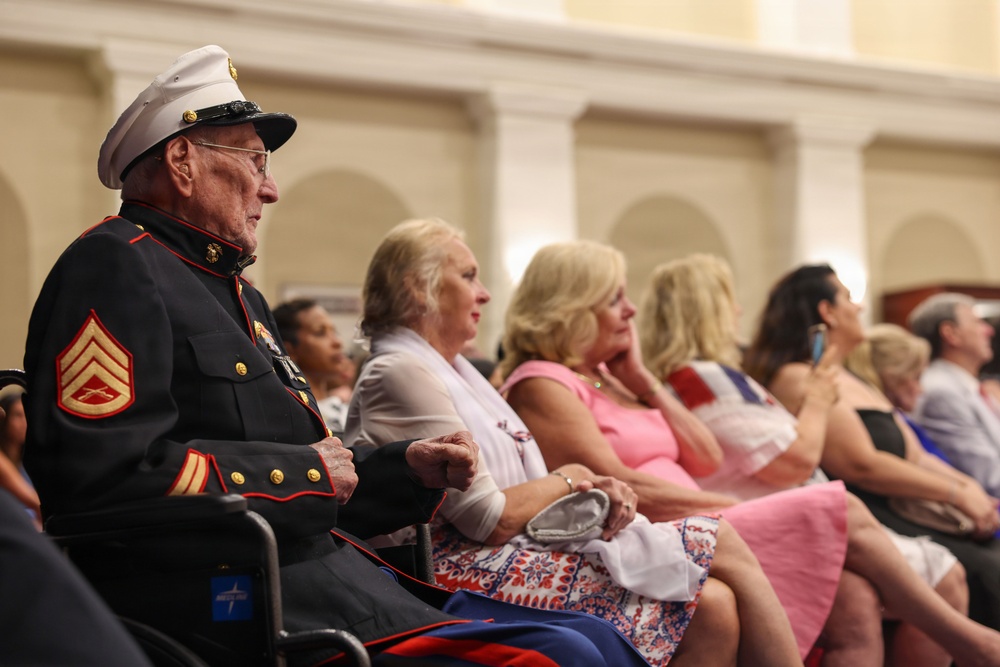 Lt. Gen. Matos hosts U.S. Rep Steve Womack at an indoor Evening Parade