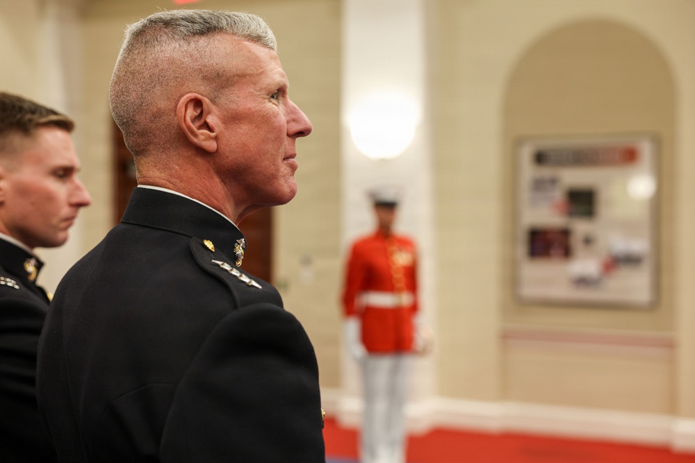 Lt. Gen. Matos hosts U.S. Rep Steve Womack at an indoor Evening Parade