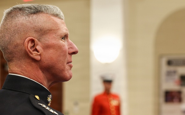 Lt. Gen. Matos hosts U.S. Rep Steve Womack at an indoor Evening Parade