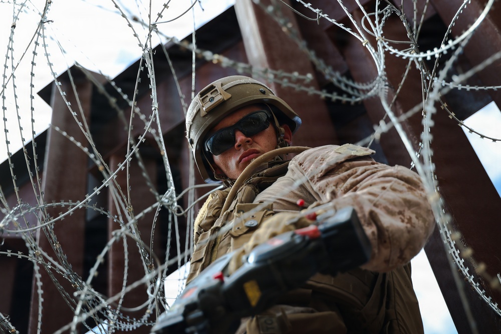 JTF-SB Marines conduct barrier reinforcement operations in Nogales