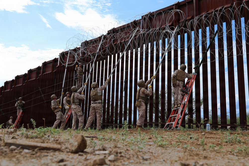 JTF-SB Marines conduct barrier reinforcement operations in Nogales