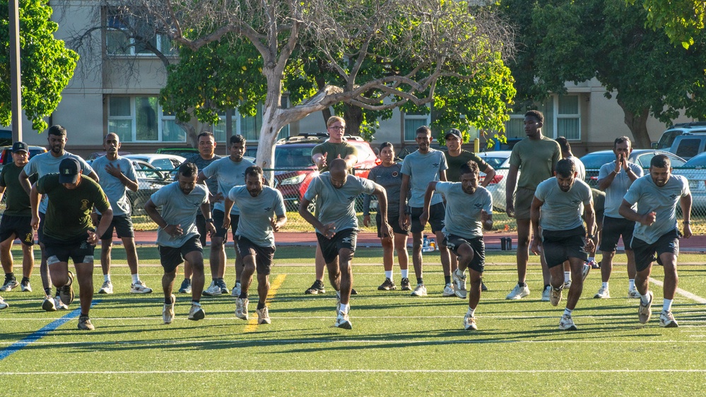 U.S Marines, partner nations conduct PT during NCO leadership course