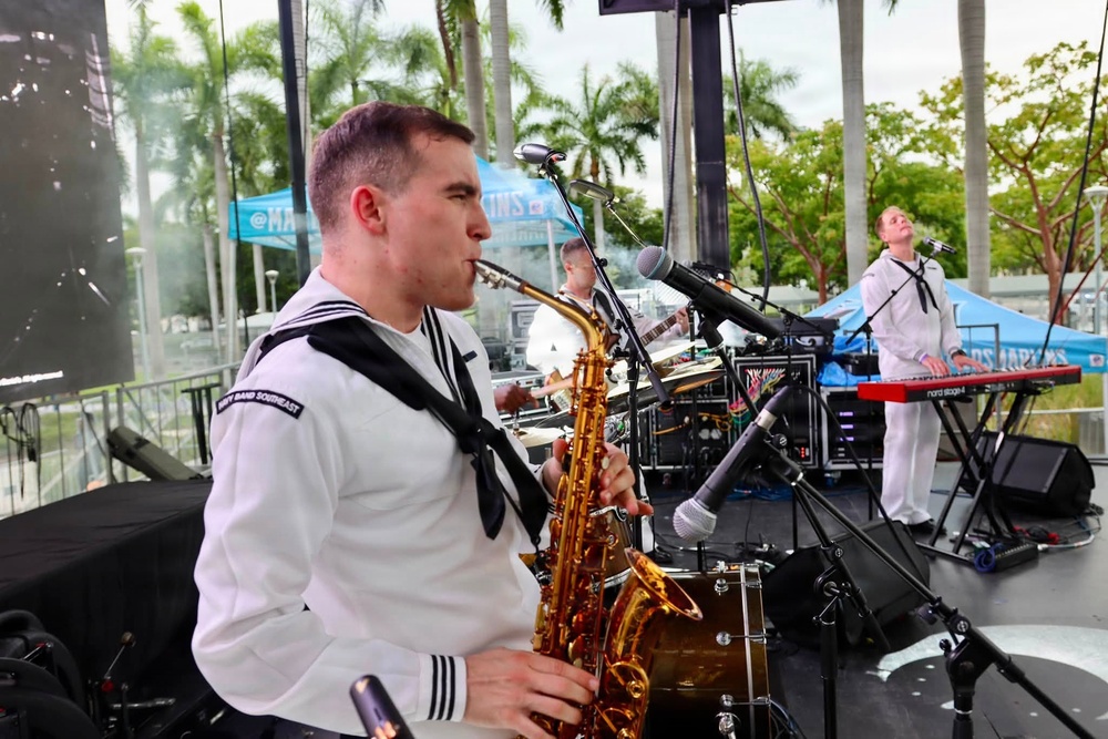 Navy Band Southeast performs in the Military Appreciation Game Concert at LoanDepot Stadium in Miami, Florida