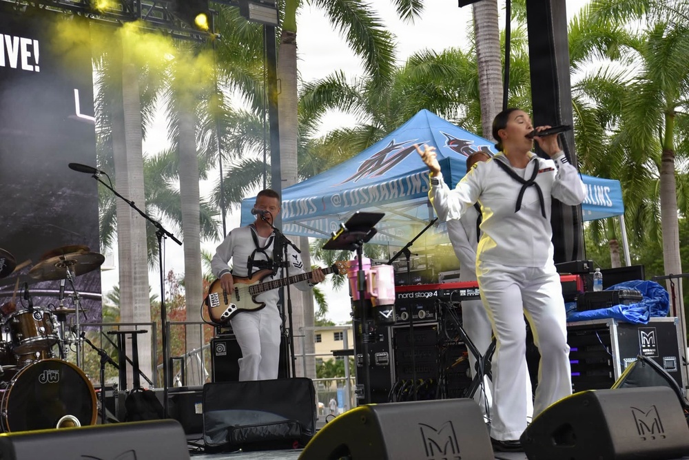 Navy Band Southeast performs in the Military Appreciation Game Concert at LoanDepot Stadium in Miami, Florida
