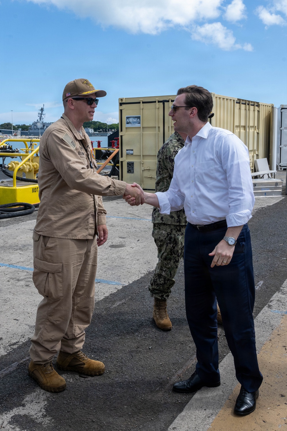 Austin Dahmer, Performing the Duties of Deputy Under Secretary of War for Policy visits USS Mississippi (SSN 782)