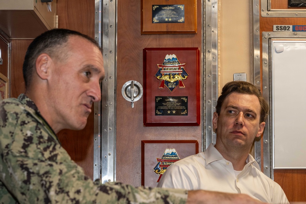 Austin Dahmer, Performing the Duties of Deputy Under Secretary of War for Policy visits USS Mississippi (SSN 782)