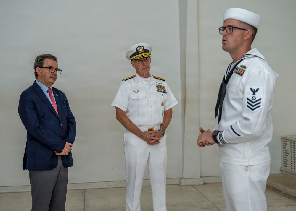 Chile Minister of Defense Tours USS Arizona Memorial with Commander, U.S. Pacific Fleet