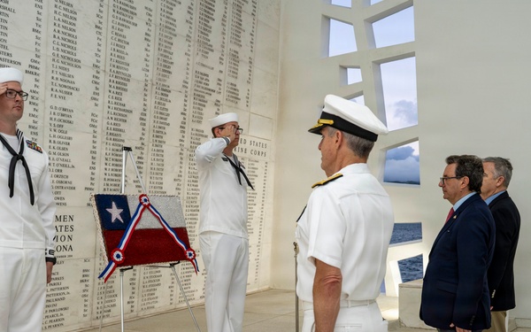 Chile Minister of Defense Tours USS Arizona Memorial with Commander, U.S. Pacific Fleet
