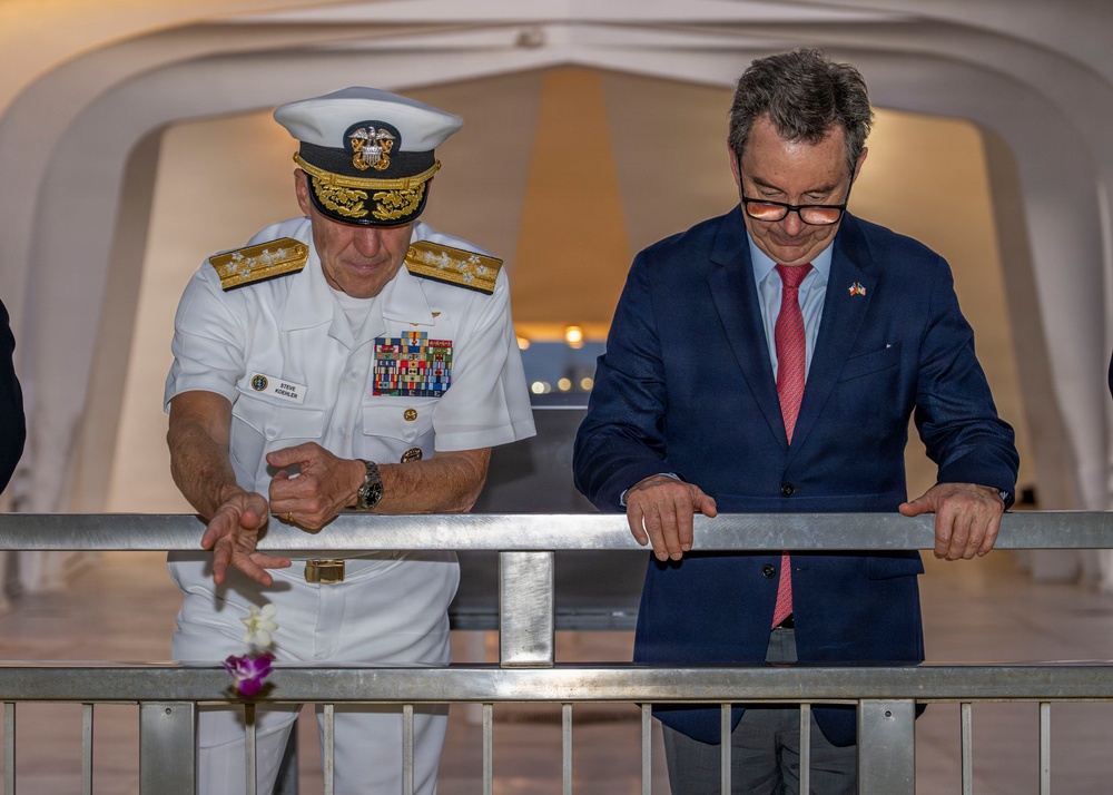 Chile Minister of Defense Tours USS Arizona Memorial with Commander, U.S. Pacific Fleet