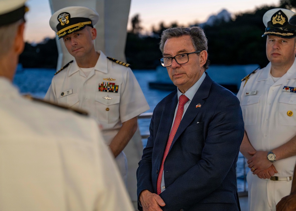 Chile Minister of Defense Tours USS Arizona Memorial with Commander, U.S. Pacific Fleet
