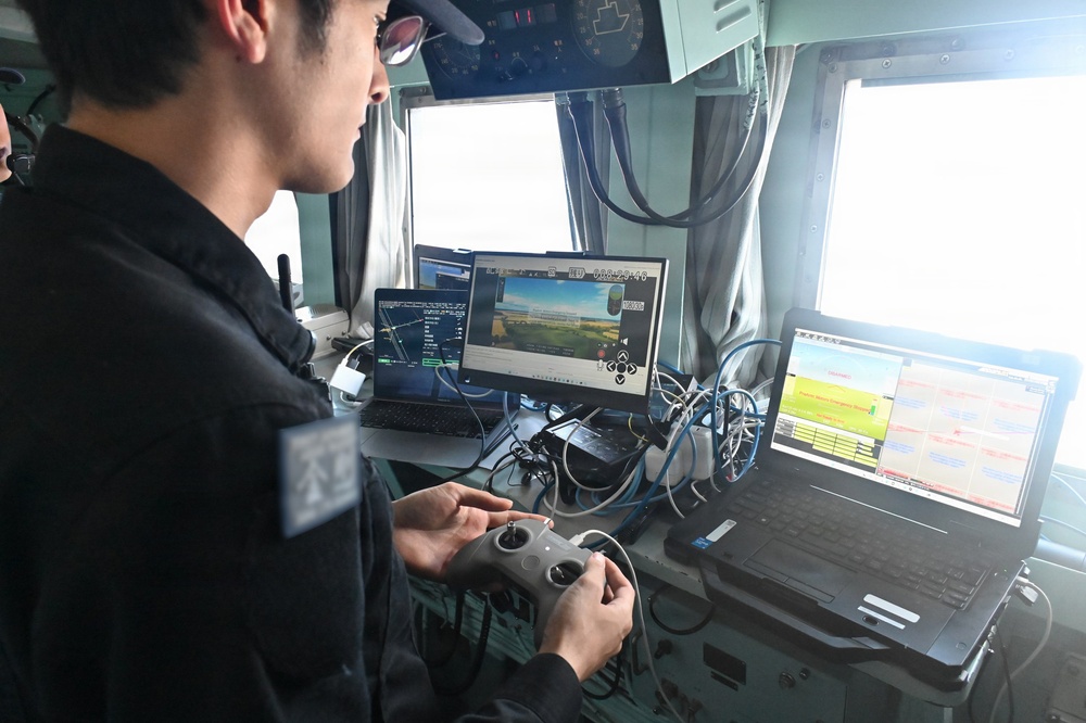 Japan Maritime Self-Defense Force conduct live-fire training with unmanned aerial vehicle support during RIMPAC 2026