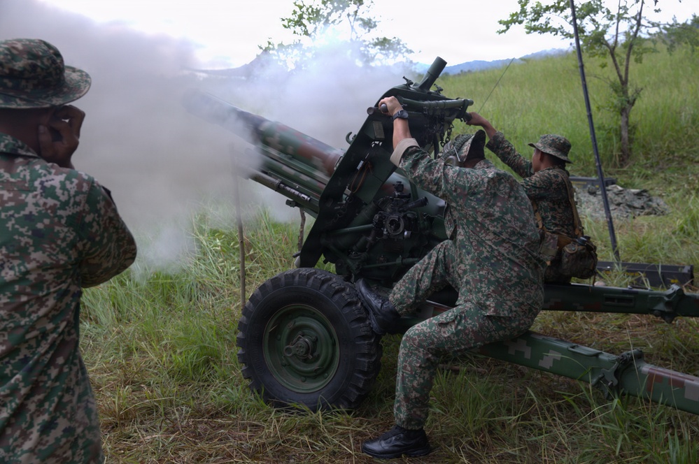 Guam National Guard and Malaysian Army artillery live fire