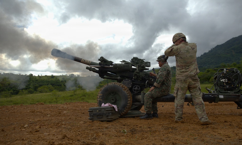 Guam National Guard and Malaysian Army artillery live fire