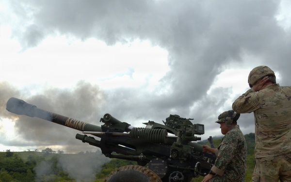 Guam National Guard and Malaysian Army artillery live fire