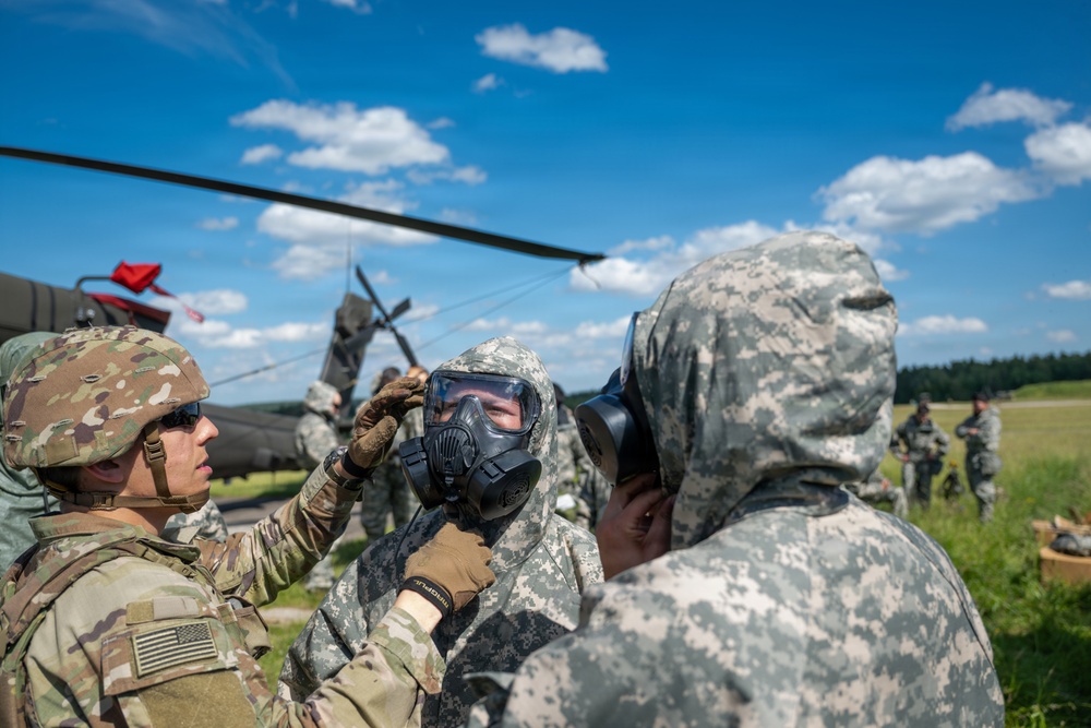 12th Combat Aviation Brigade conducts aircraft decontamination training during Gunslinger Gambit