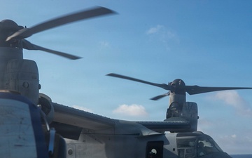 USS Tripoli Conducts MV-22 Osprey Fly-Over
