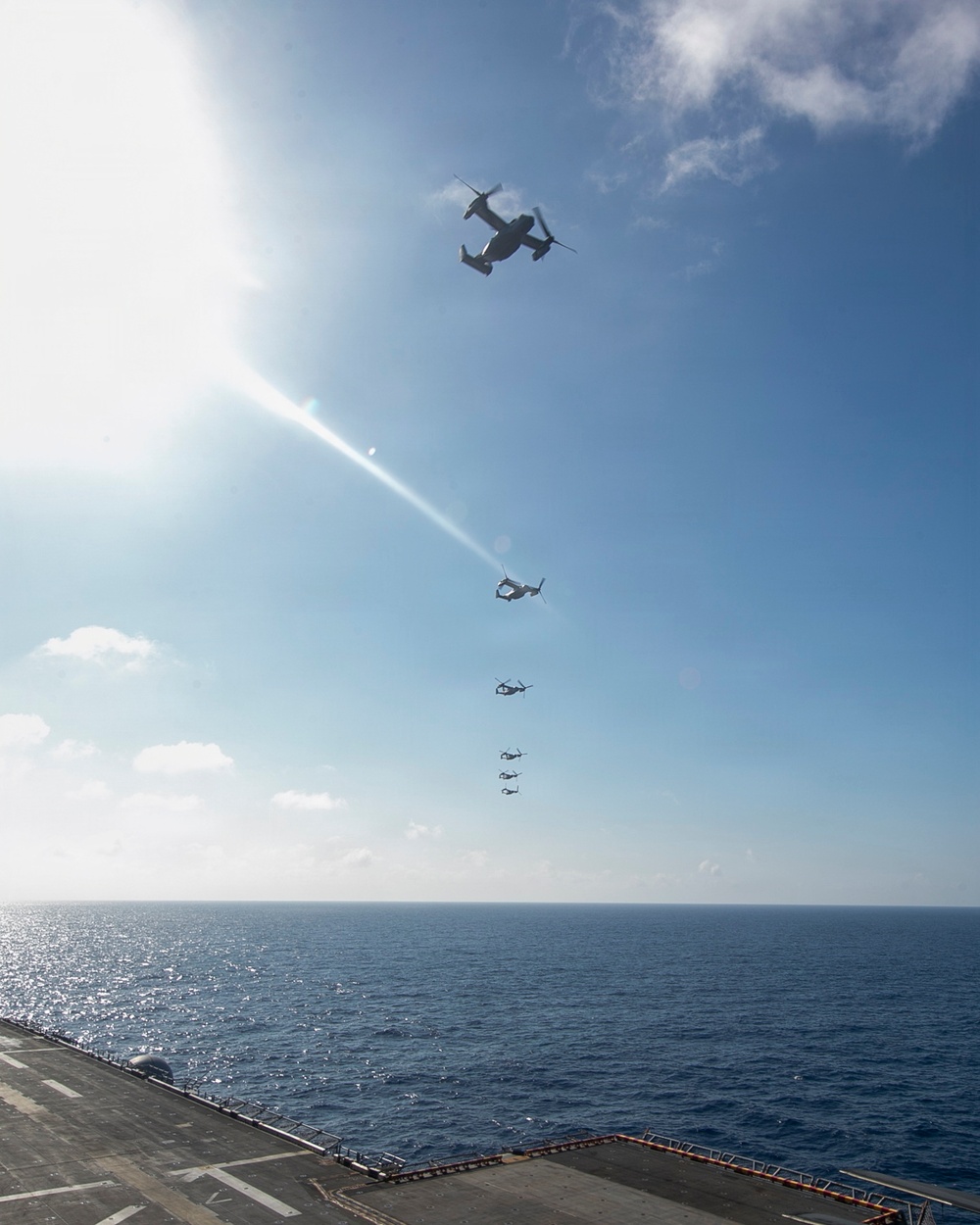 USS Tripoli Conducts MV-22 Osprey Fly-Over