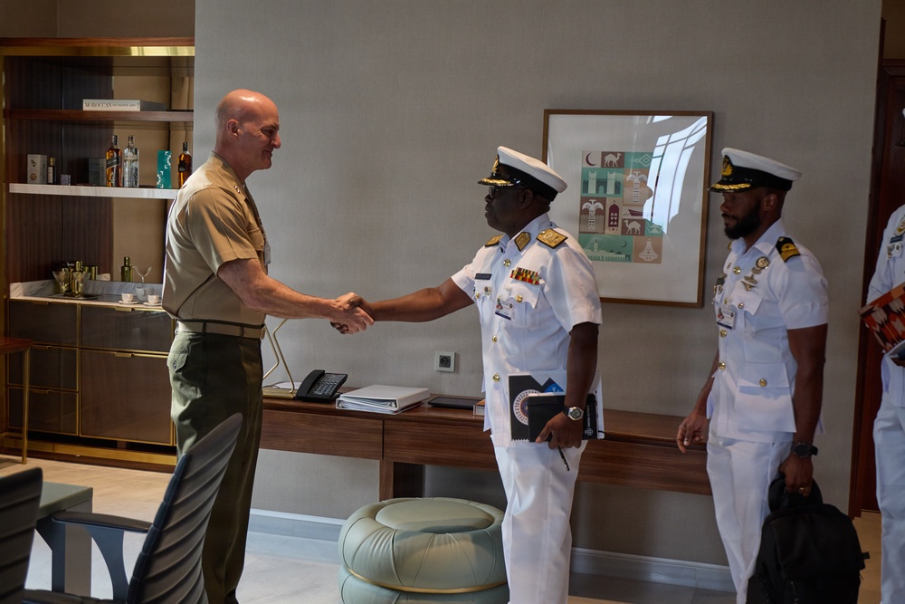 MARFOREUR/AF Commander, Ghanian Navy Commodore discuss maritime security at AMFS 2026