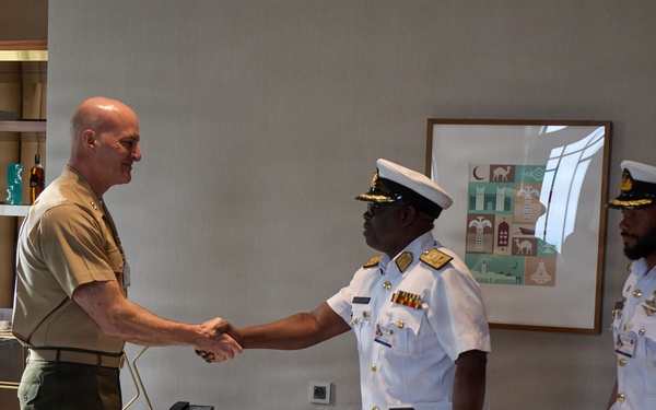 MARFOREUR/AF Commander, Ghanian Navy Commodore discuss maritime security at AMFS 2026