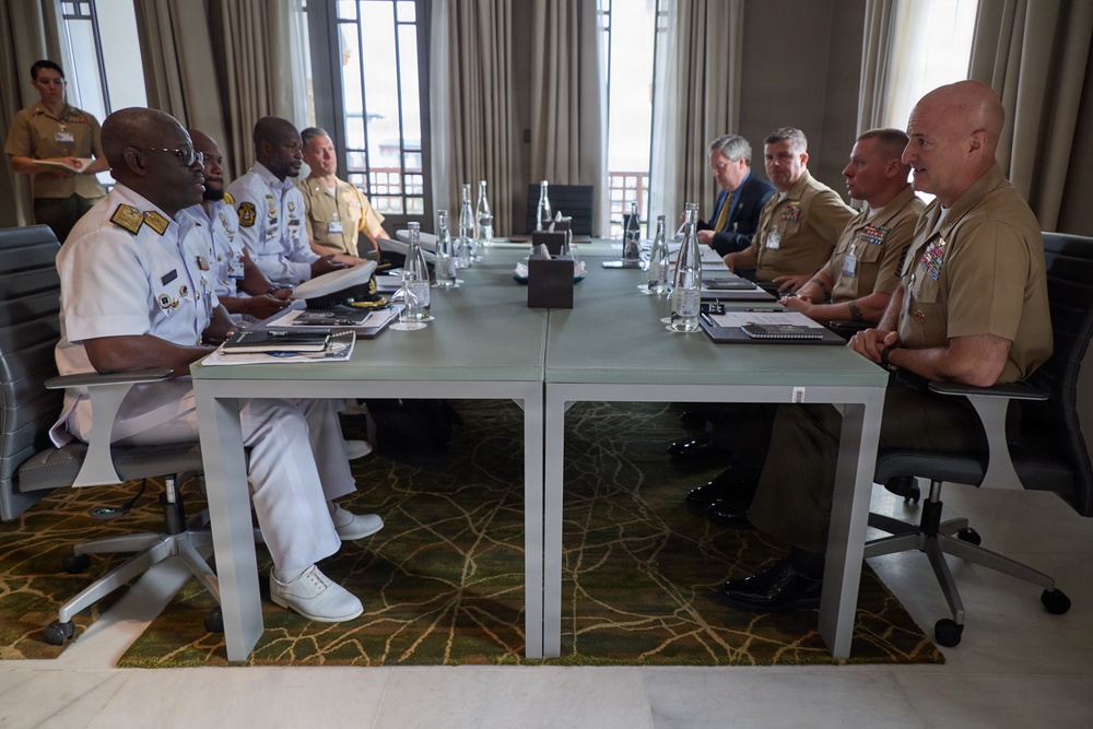 MARFOREUR/AF Commander, Ghanian Navy Commodore discuss maritime security at AMFS 2026