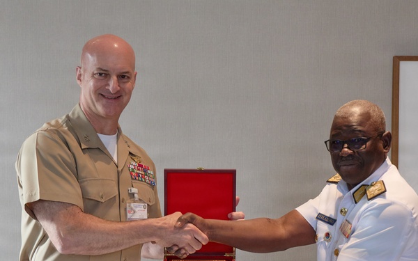 MARFOREUR/AF Commander, Ghanian Navy Commodore discuss maritime security at AMFS 2026