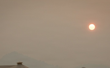 Smoke Haze Over Incident Command Post for Central Oregon Wildfires