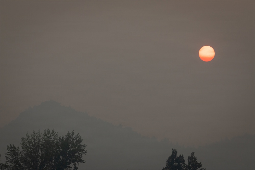 Smoke Haze Over Incident Command Post for Central Oregon Wildfires