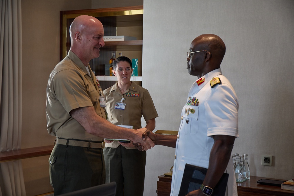 MARFOREUR/AF Commander, Nigerian Navy Rear Adm. discuss maritime security at AMFS 2026
