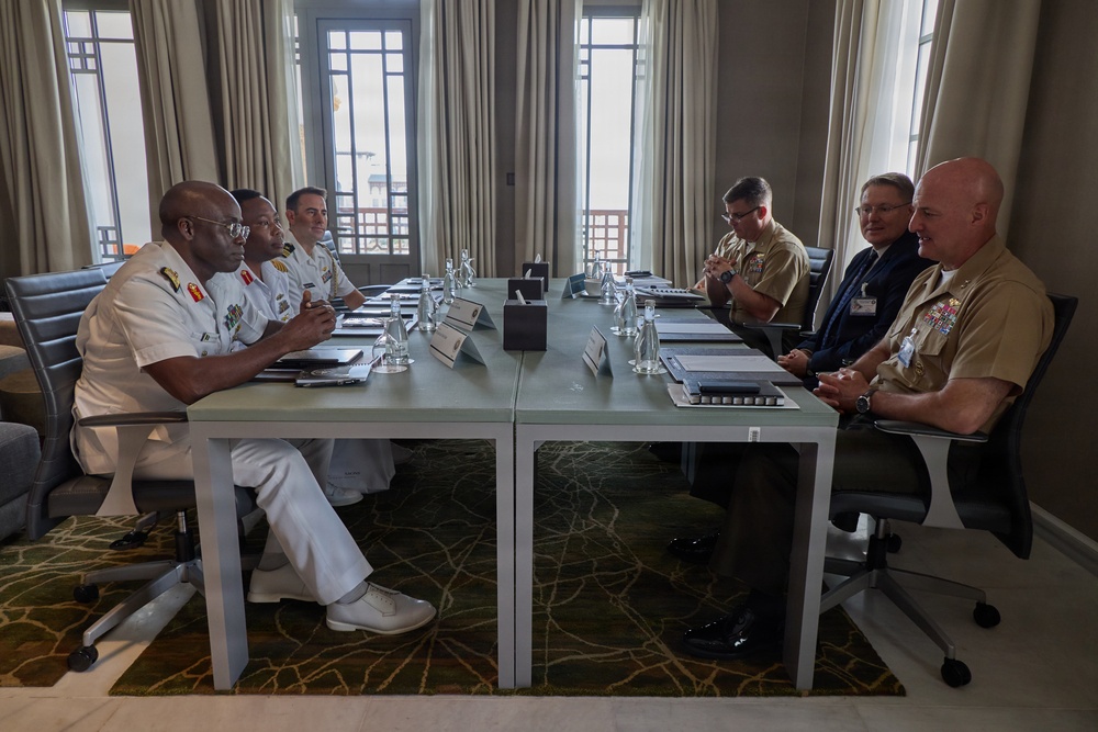 MARFOREUR/AF Commander, Nigerian Navy Rear Adm. discuss maritime security at AMFS 2026