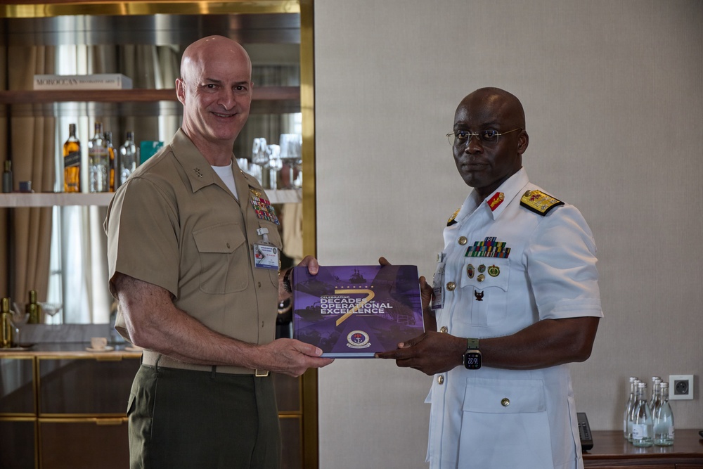 MARFOREUR/AF Commander, Nigerian Navy Rear Adm. discuss maritime security at AMFS 2026