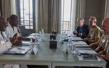 MARFOREUR/AF Commander, Senegal Navy Adm. Abdou Sene discuss maritime security at AMFS 2026