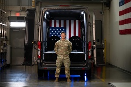 U.S. Air Force Airman 1st Class Edward Buckley, Air Force Mortuary Affairs Operations departures specialist
